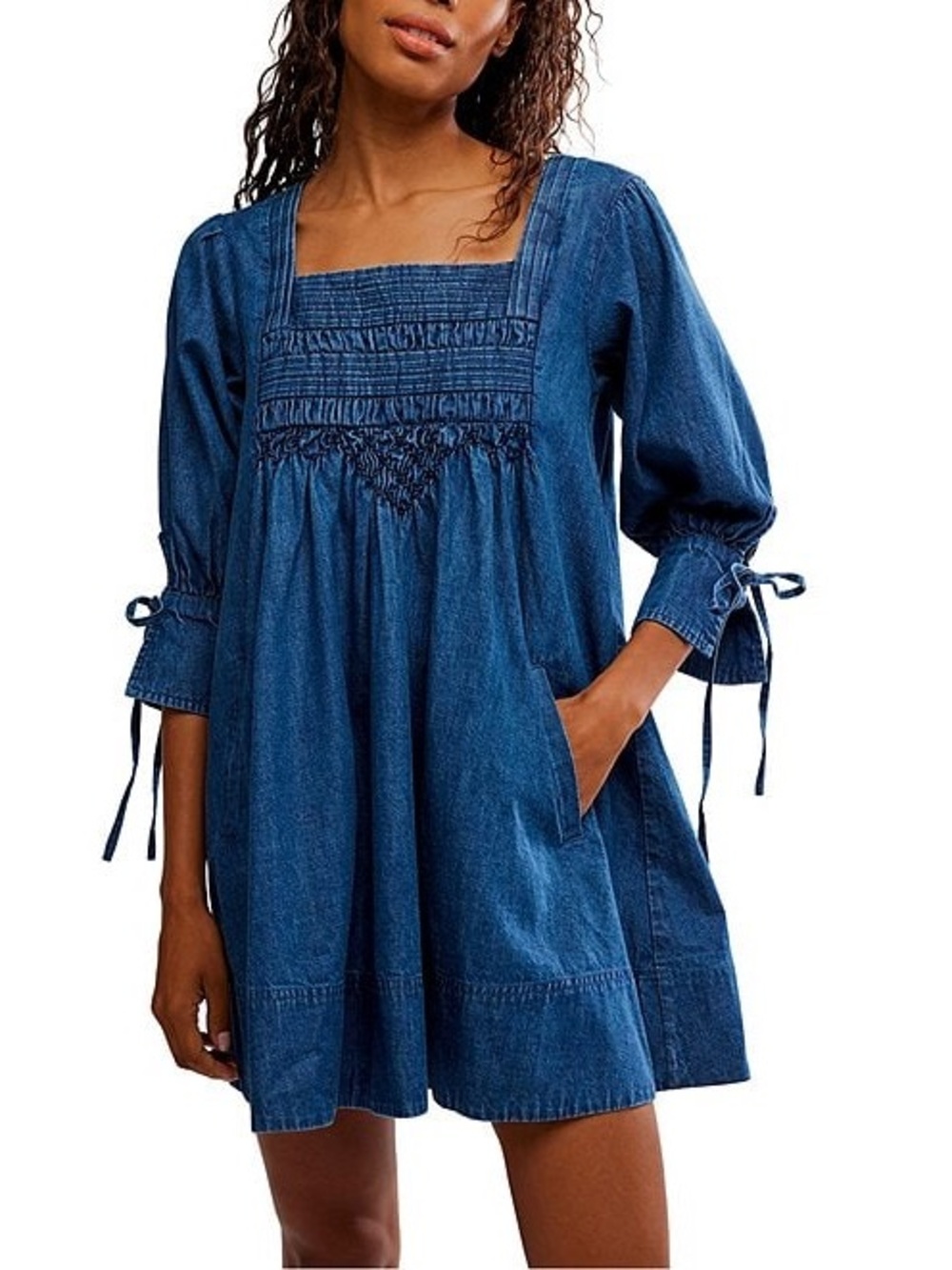 *NWT* Free People Sonora Chambray Denim MiniDress in Midnight Rinse